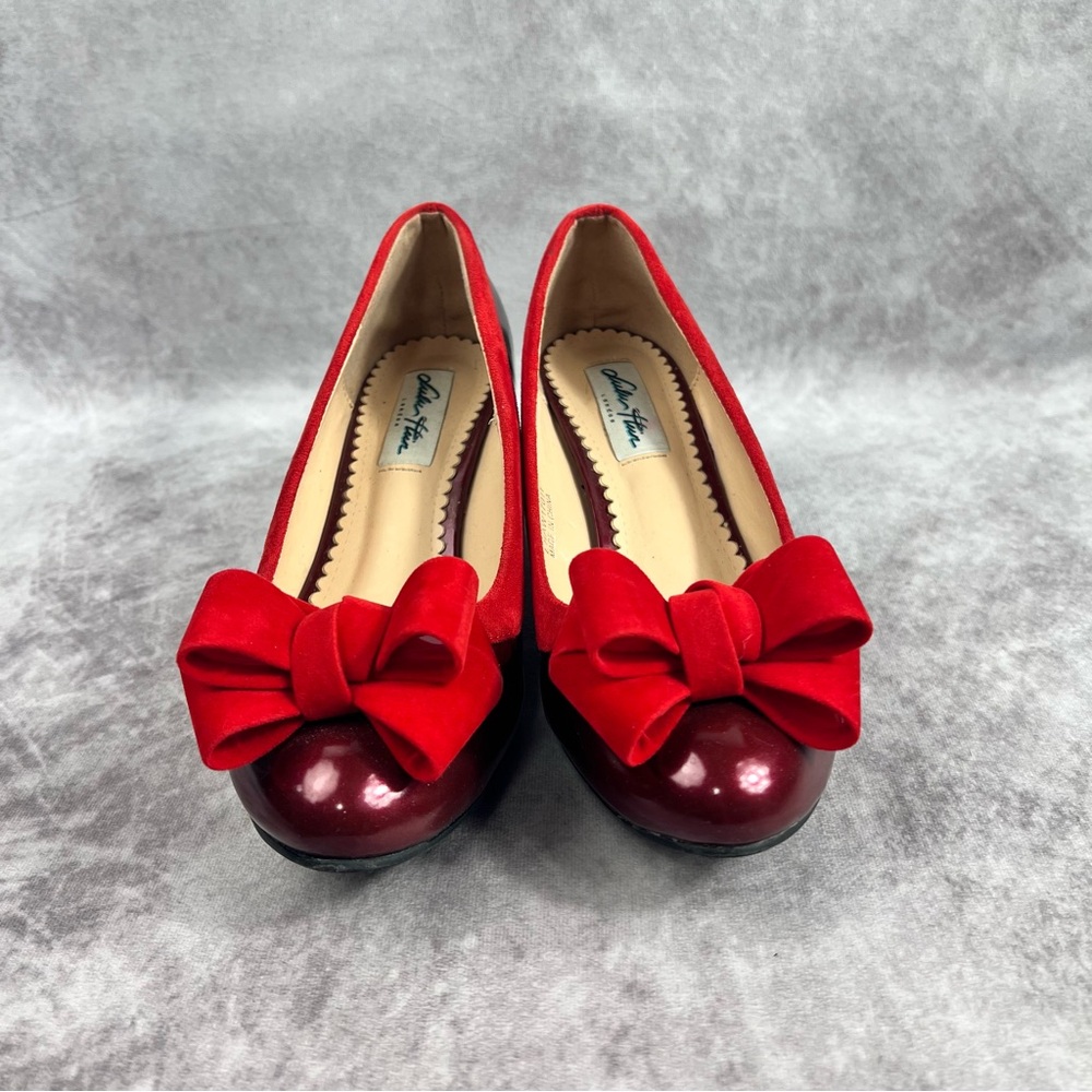 Lulu Hun Shoe Womens Red 7 US Red Burgundy Block Heeled Pump - Picture 2 of 9
